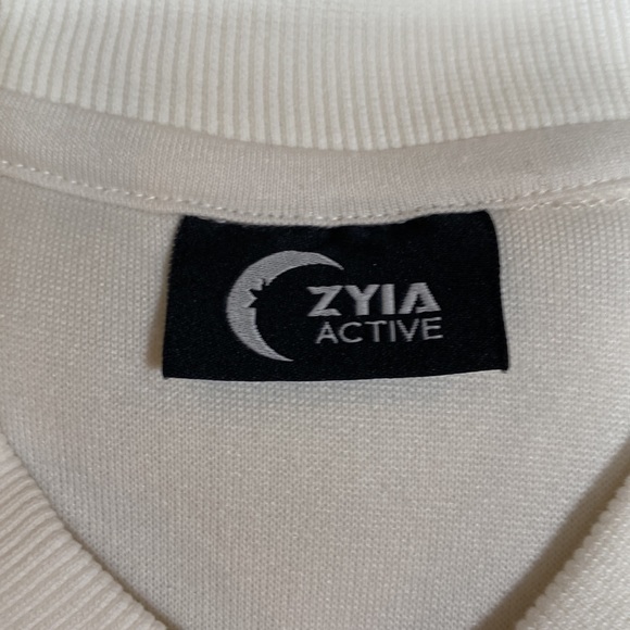 Zyia Active Fleece Jacket Flying V Cream Bomber Style Size L - Picture 8 of 15